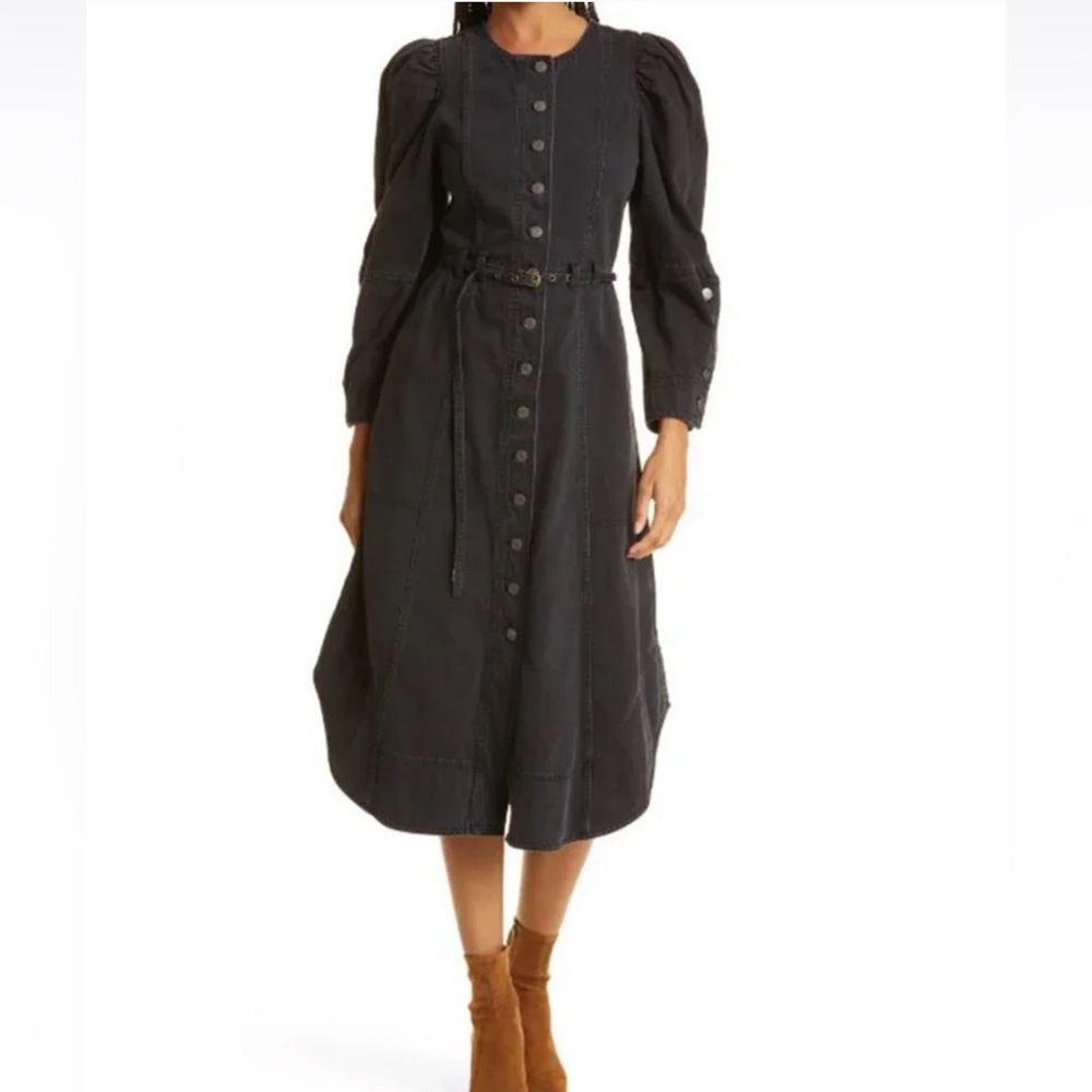 ULLA JOHNSON Starr Denim Midi Dress Sz 4